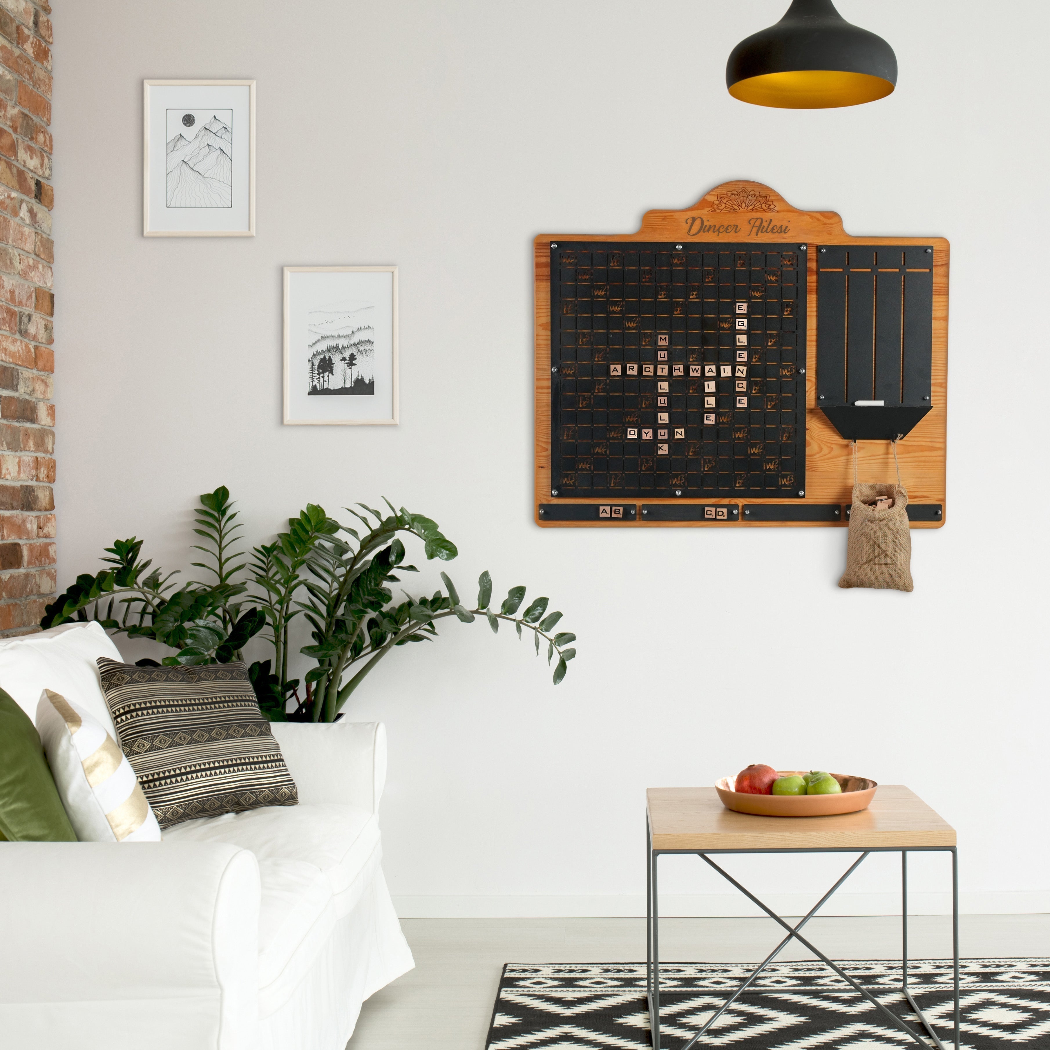 Wooden framed dinner planner with black chalkboard and metallic markers perfect for words wall deco and product details