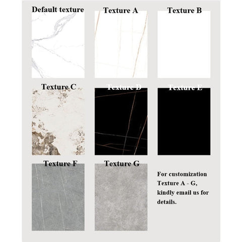 The peru dining table oval features seven surface textures including white marble veining black and gray stone finishes