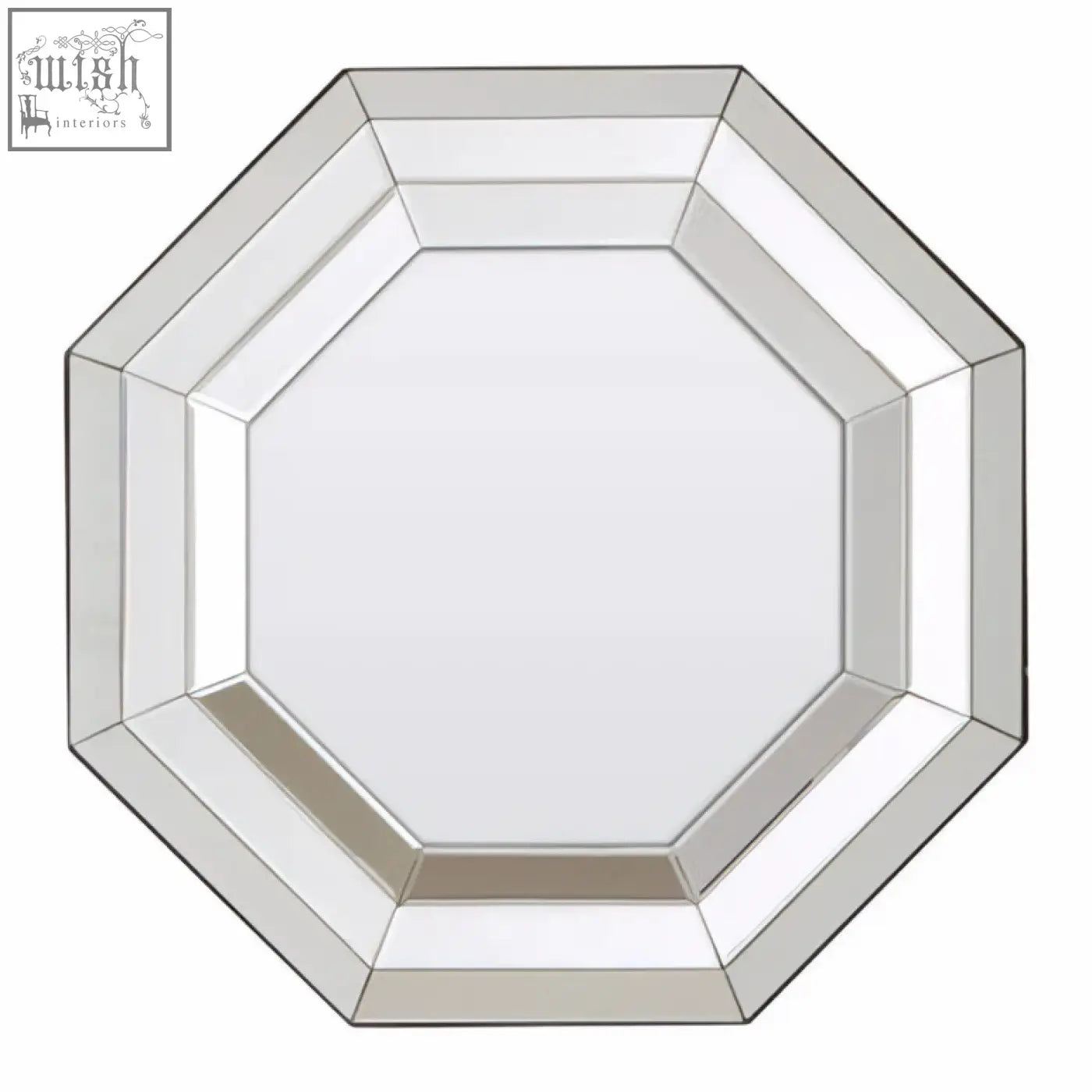 Petillo octagonal wall mirror with a multi-layered beveled silver frame perfect for stylish decor