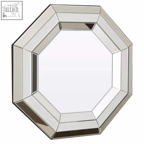 Silver petillo octagonal wall mirror with beveled edges and reflective glass for stylish home decor