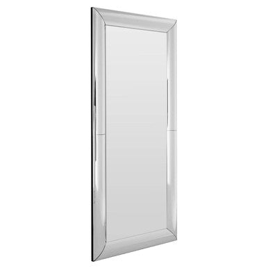 Silver frame large rectangular wall mirror with thick sleek modern design perfect for stylish home decor