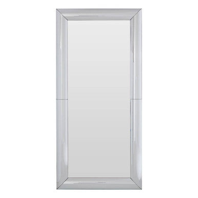 Petillo thick silver frame large rectangular wall mirror with a sleek silver frame and beveled edges