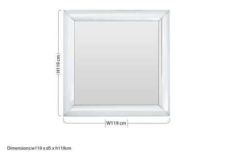 Petillo thick silver frame small square wall mirror with sleek reflective silver frame 119 cm by 119 cm