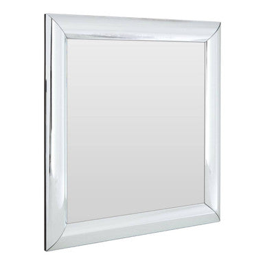 Petillo thick silver frame small square wall mirror with sleek chrome finished silver frame small for modern decor