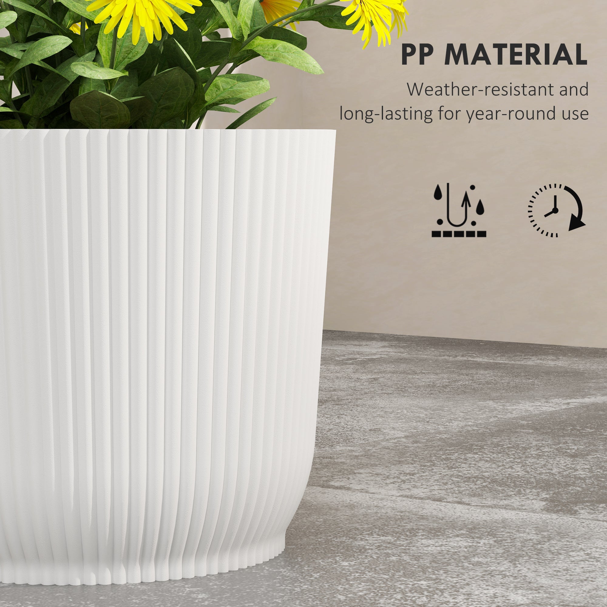 Outsunny Set of Three \'d0\'a422cm Planters - White