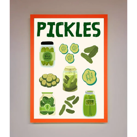Pickle Lover Framed Wall Art - A3 (29.7 x 42 cm) / Neon Orange - Framed Print