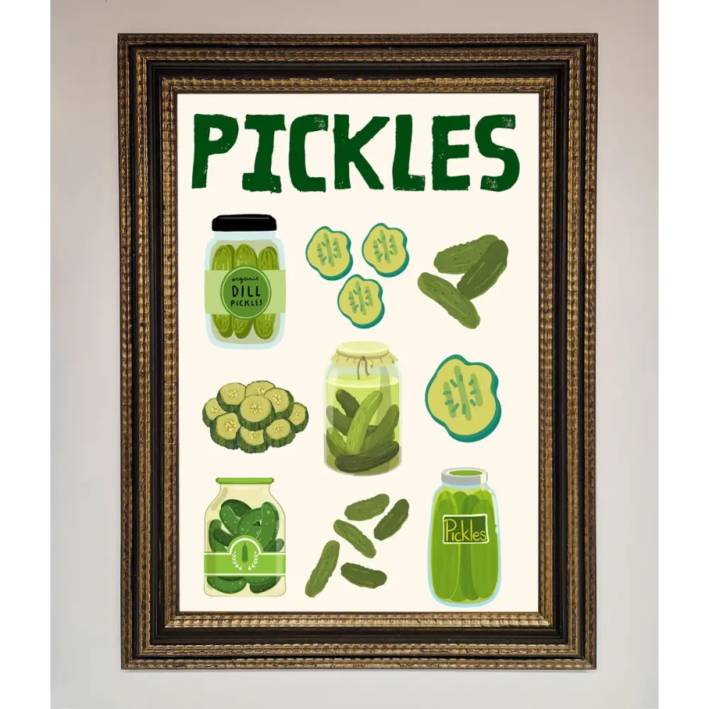 Pickle Lover Framed Wall Art - A3 (29.7 x 42 cm) / Ornate Gold Black - Framed Print