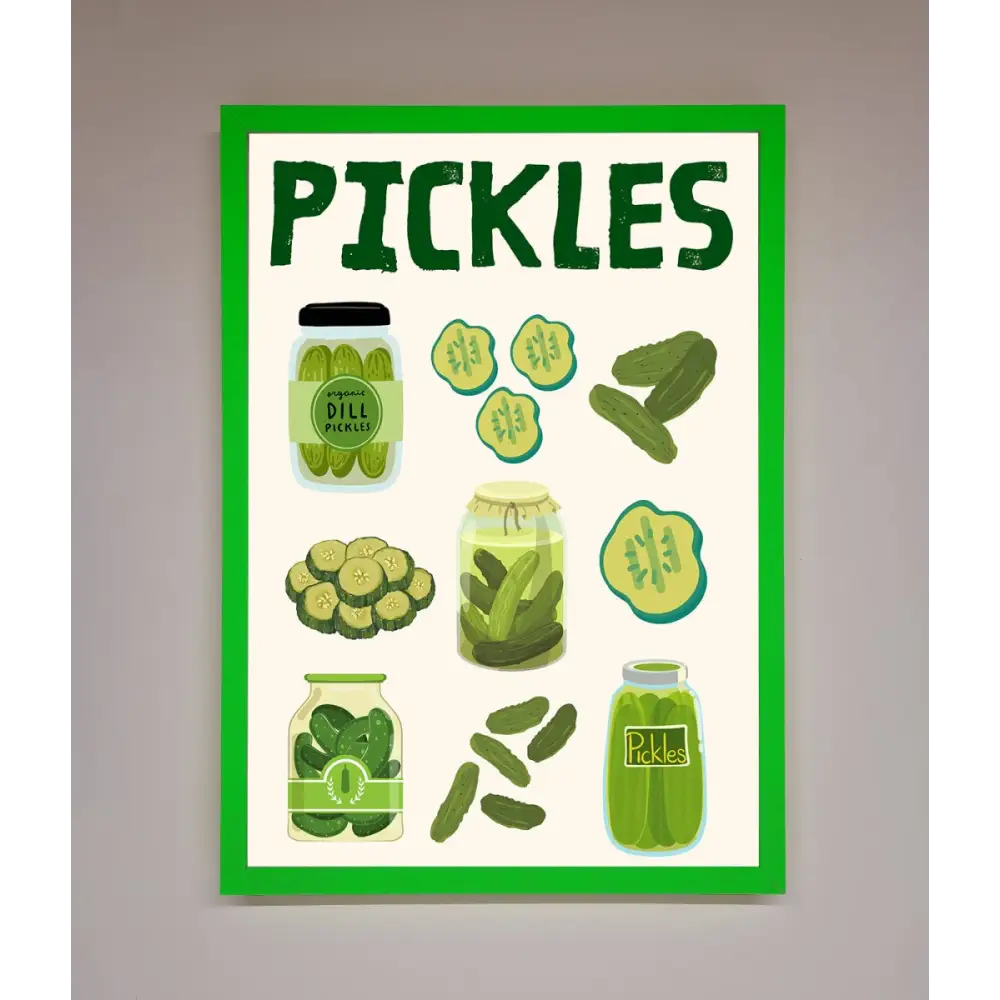 Pickle Lover Framed Wall Art - B0 (100 x 141 cm) / Neon Dark Green - Framed Print