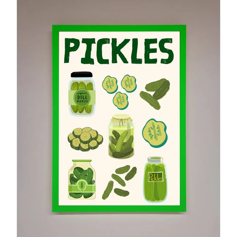 Pickle Lover Framed Wall Art - B0 (100 x 141 cm) / Neon Dark Green - Framed Print