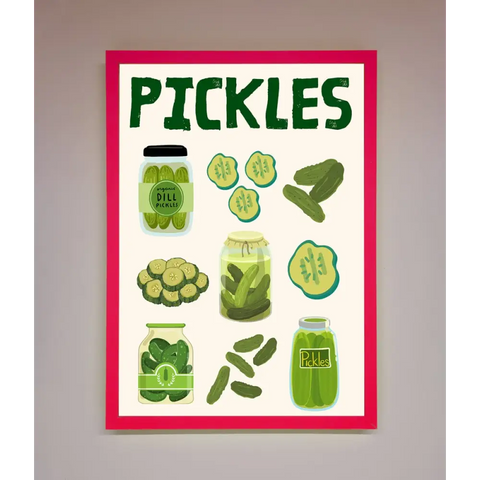 Pickle Lover Framed Wall Art - B0 (100 x 141 cm) / Neon Pink - Framed Print