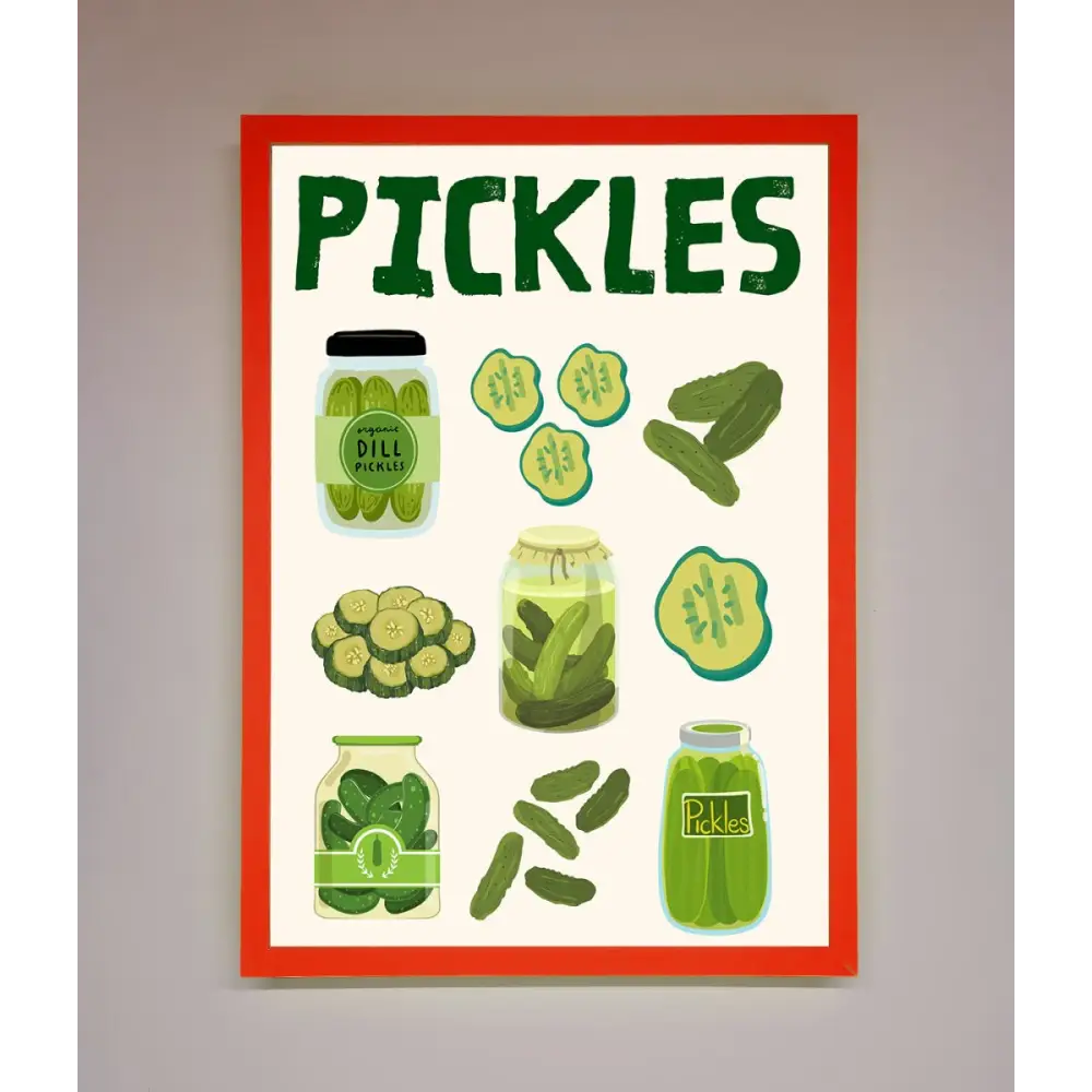 Pickle Lover Framed Wall Art - B0 (100 x 141 cm) / Neon Red - Framed Print
