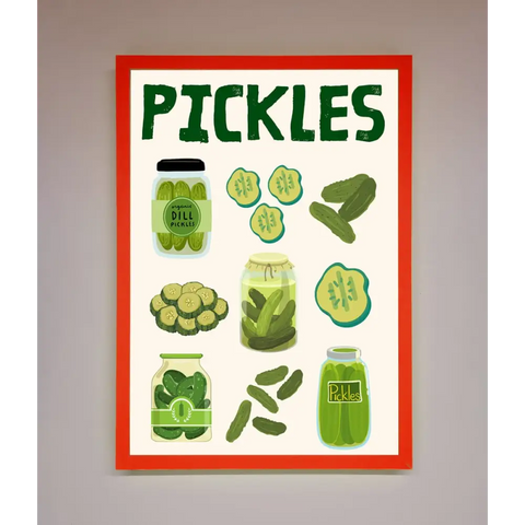 Pickle Lover Framed Wall Art - B0 (100 x 141 cm) / Neon Red - Framed Print