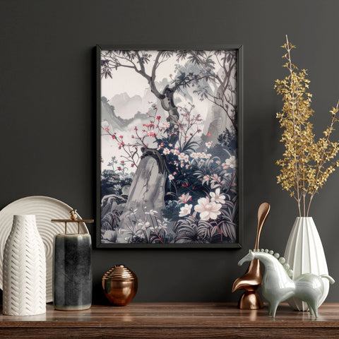 Picture Walls Living Room | Set of 3 Chinoiserie Wall art Prints