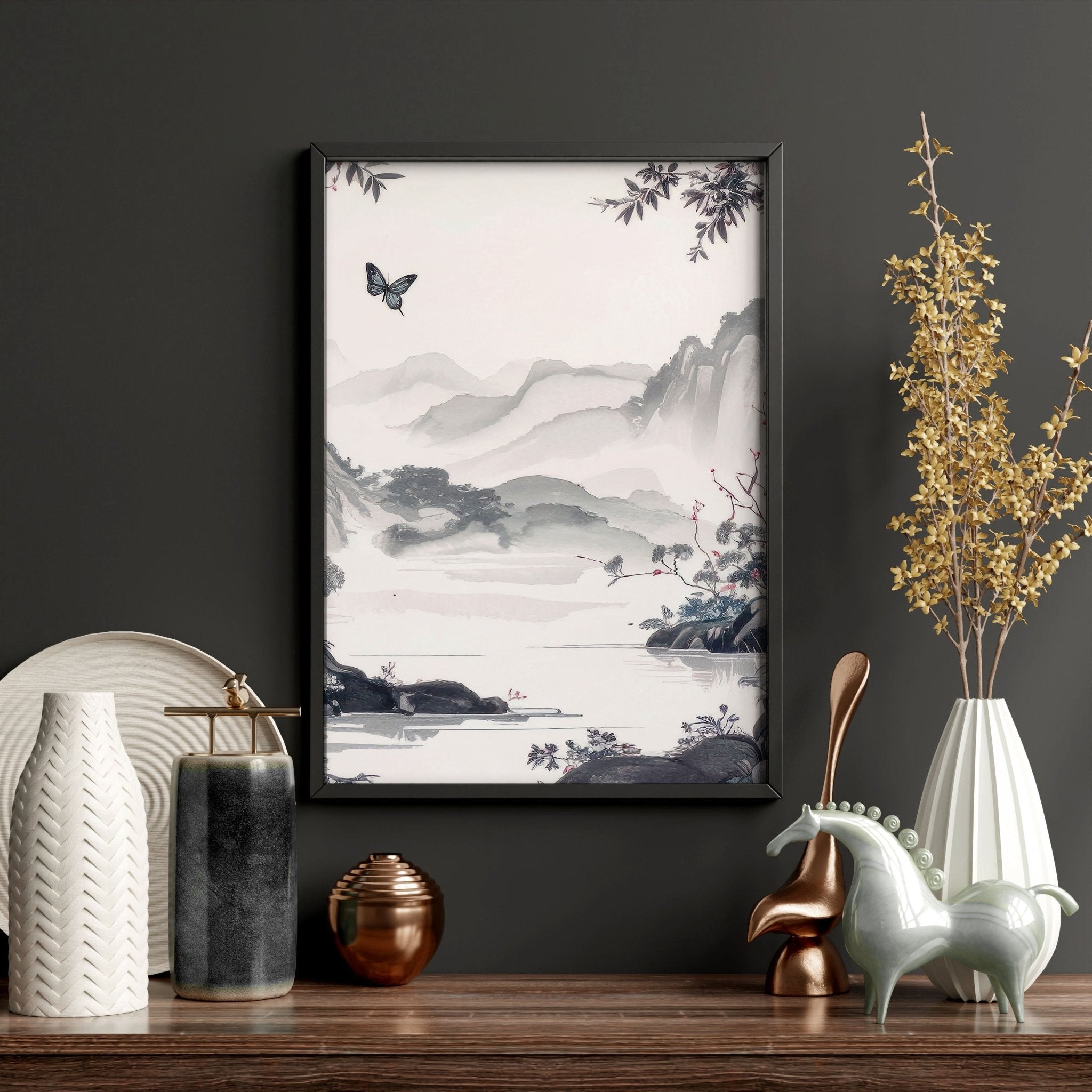 Picture Walls Living Room | Set of 3 Chinoiserie Wall art Prints