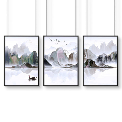 Pictures for bedrooms | set of 3 Japanese wall art prints