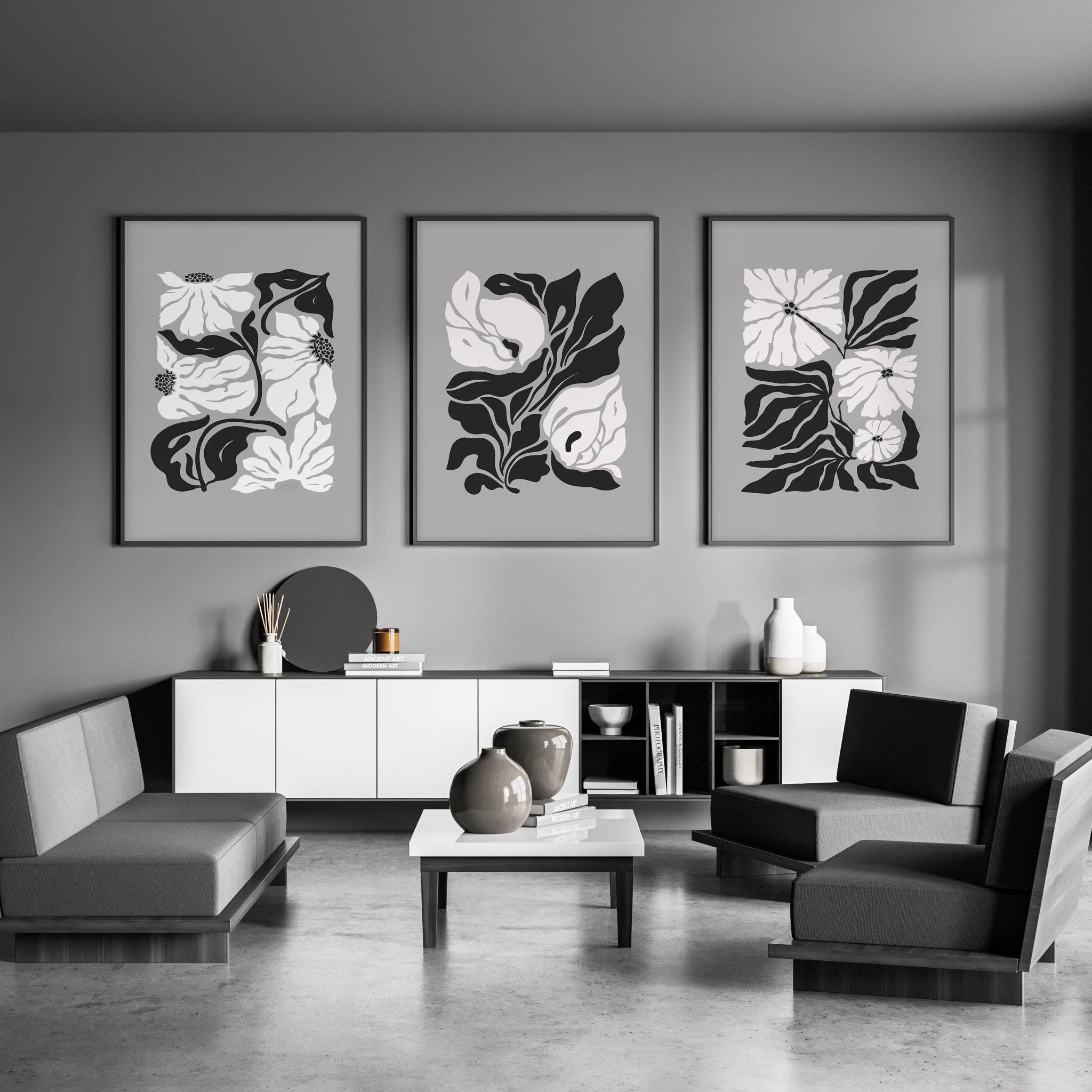 Pictures For Living Room | Set of 3 Botanical Wall art Prints