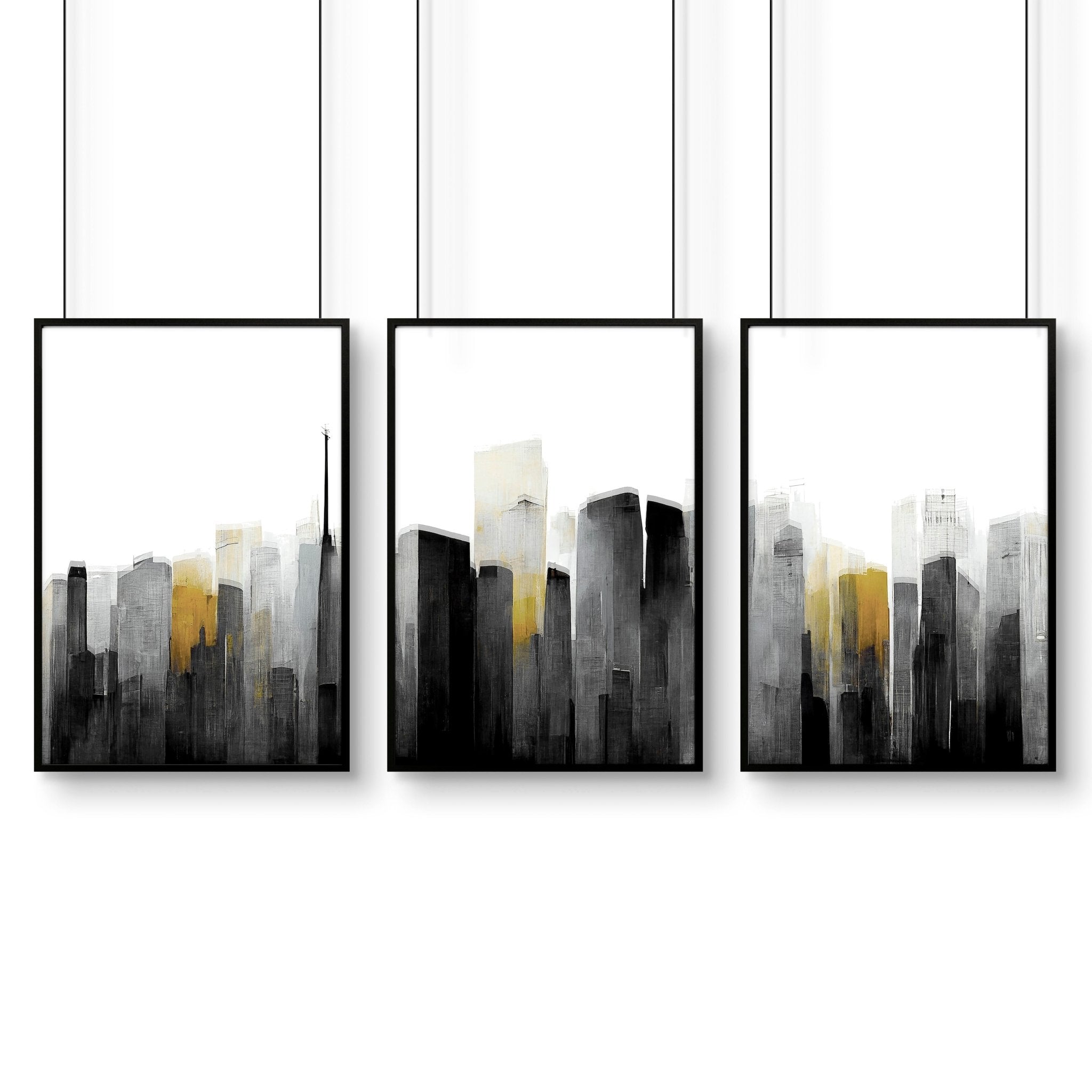 Pictures Framed For Wall | Set of 3 Urban Skyscrapers Wall art Prints