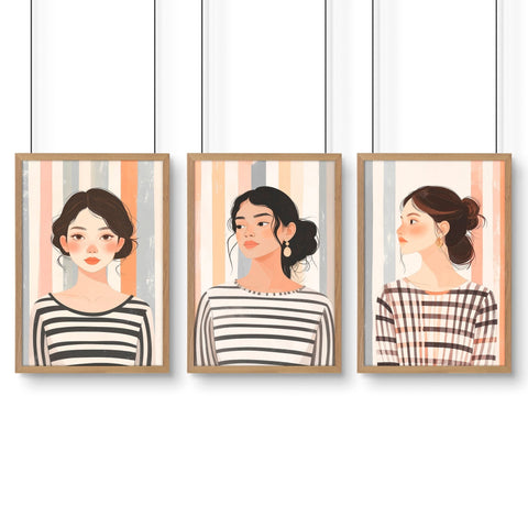 Pictures On Walls Gallery | Set of 3 Boho Women Wall art Prints