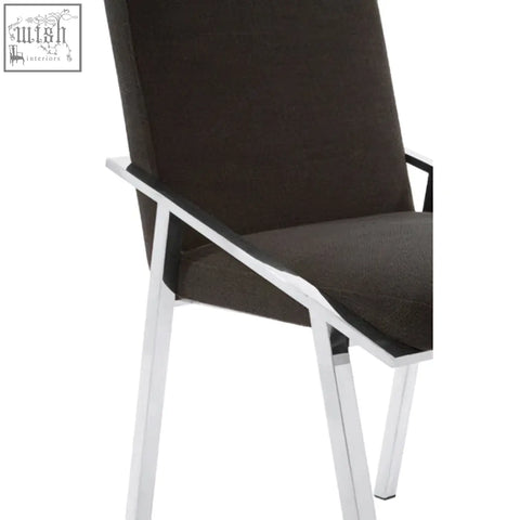 Piermount black dining chair with black mesh seat and sleek chrome metal frame for stylish dining use