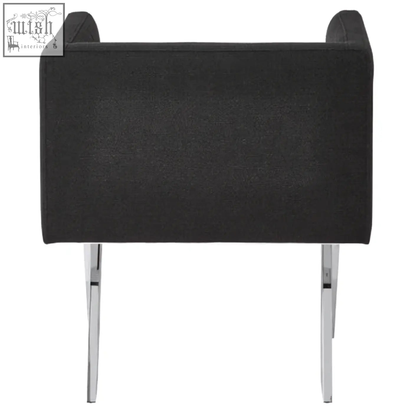 Black dining chair with soft upholstery and sleek silver legs perfect for stylish dining spaces