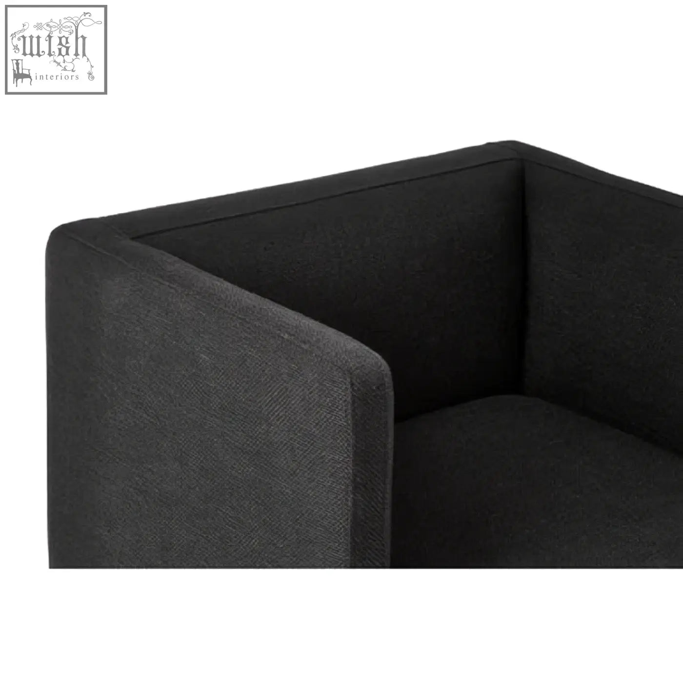 Black dining chair with black upholstered seat and silver legs featuring a modern minimalist design