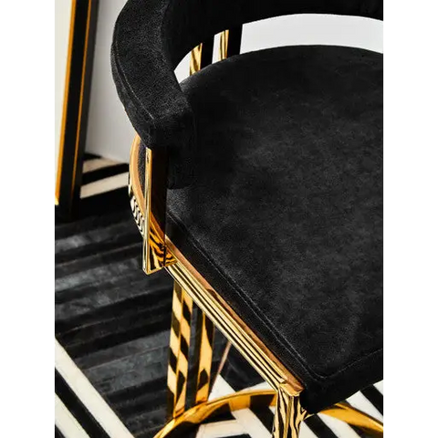 Piermount Black Velvet And Gold Bar Stool