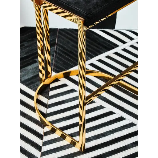 Piermount Black Velvet And Gold Bar Stool