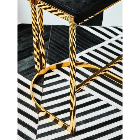 Piermount Black Velvet And Gold Bar Stool