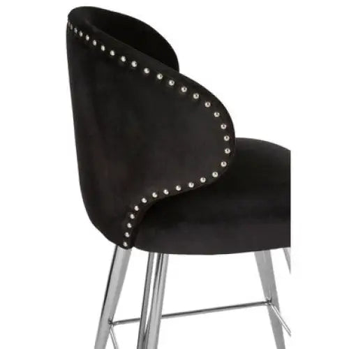 Piermount Black Velvet Bar Stool