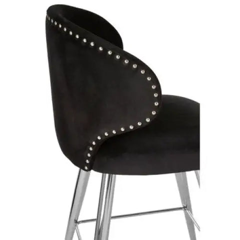 Piermount Black Velvet Bar Stool
