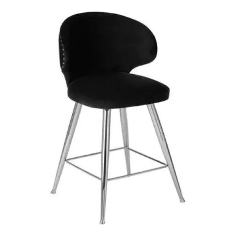 Piermount Black Velvet Bar Stool