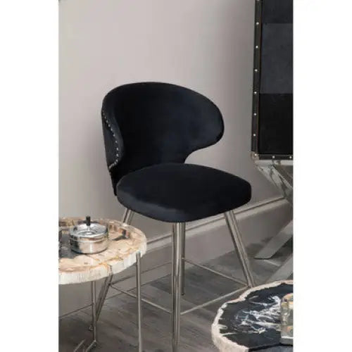 Piermount Black Velvet Bar Stool