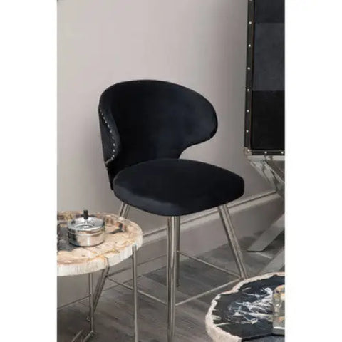 Piermount Black Velvet Bar Stool