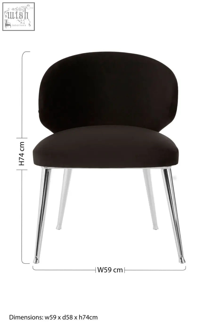 Black velvet piermount dining chair with sleek chrome legs perfect for stylish piermount dining setups