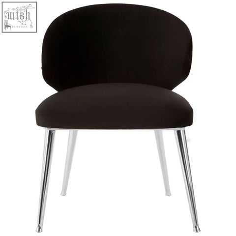 Black velvet piermount dining chair with chrome legs perfect for stylish piermount dining spaces