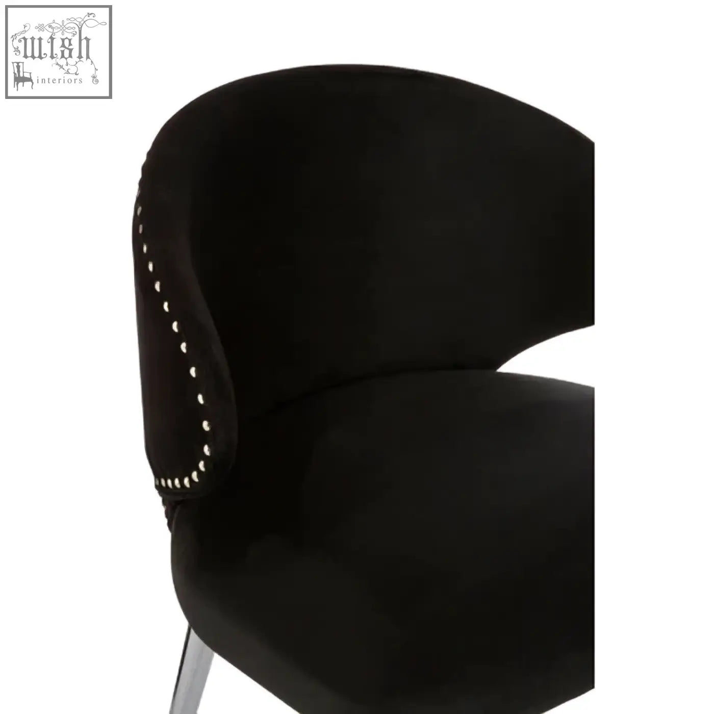Black velvet piermount dining chair with silver nailhead trim perfect for stylish dining rooms