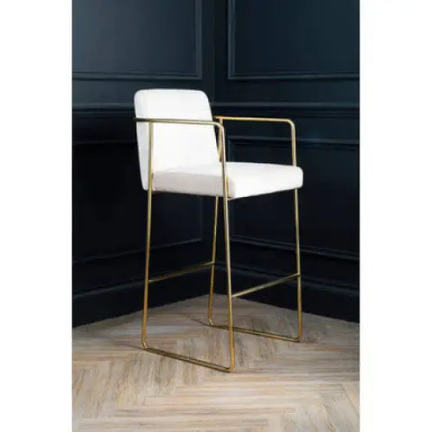 Piermount Mink Velvet And Gold Bar Stool