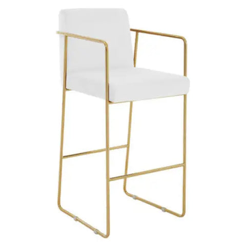 Piermount Mink Velvet And Gold Bar Stool