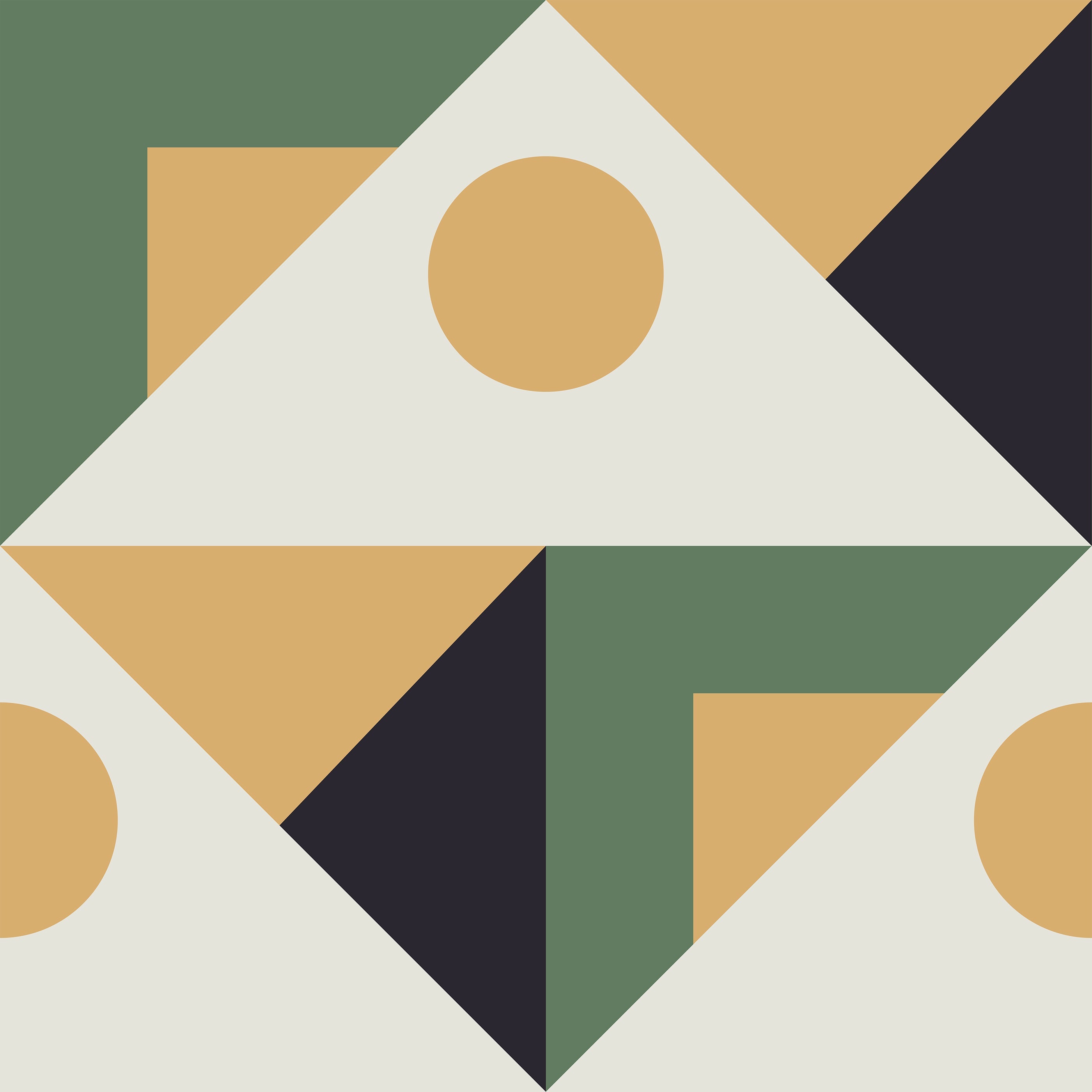 Geometric triangle wallpaper featuring sharp lines and overlapping triangles circles squares in muted earth tones pierre