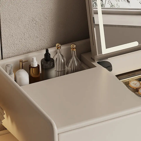 Pilar Dressing Table LED Mirror With Drawers Cream