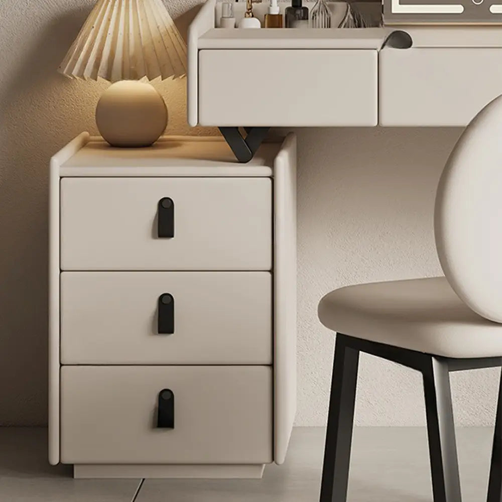 Pilar Dressing Table LED Mirror With Drawers Cream