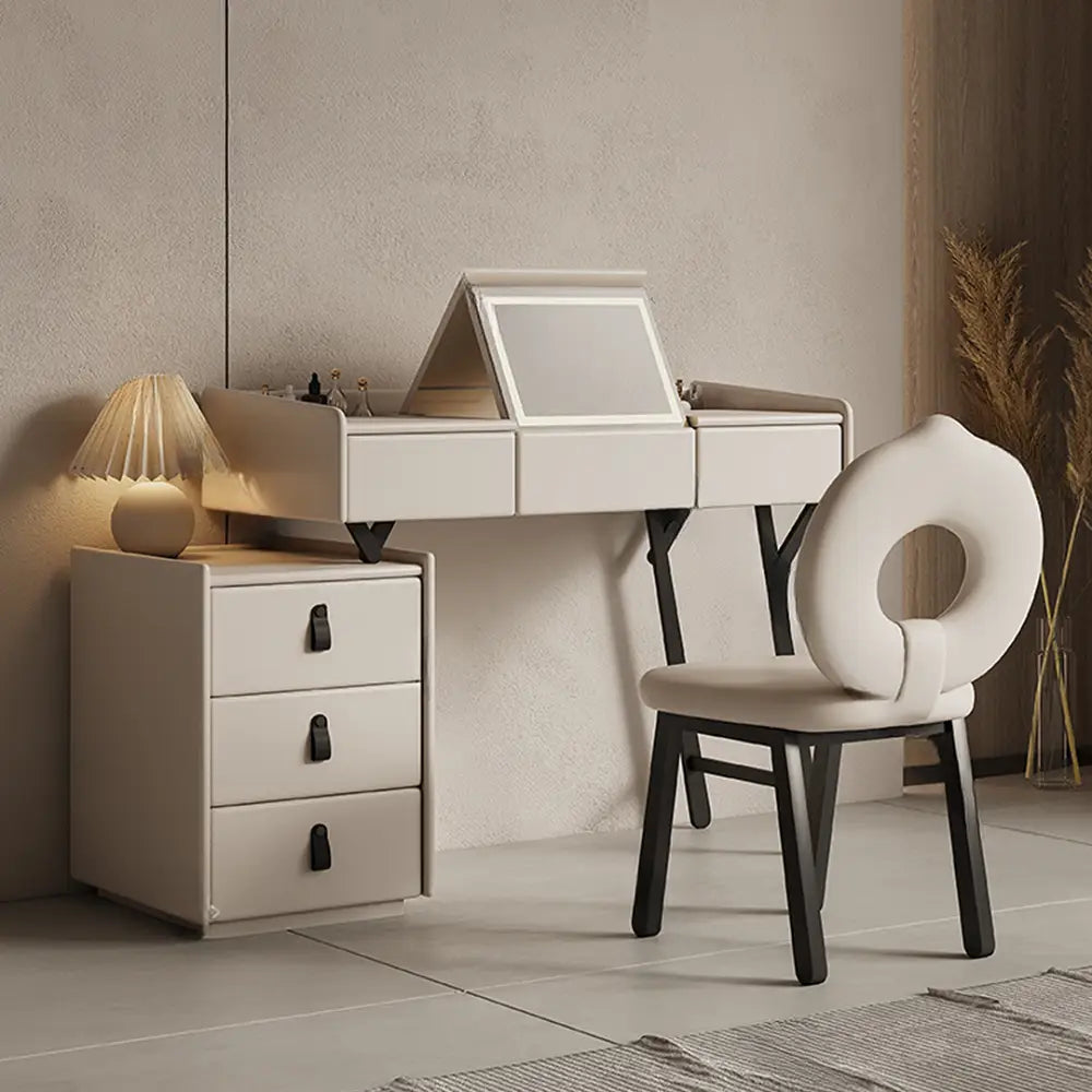 Pilar Dressing Table LED Mirror With Drawers Cream