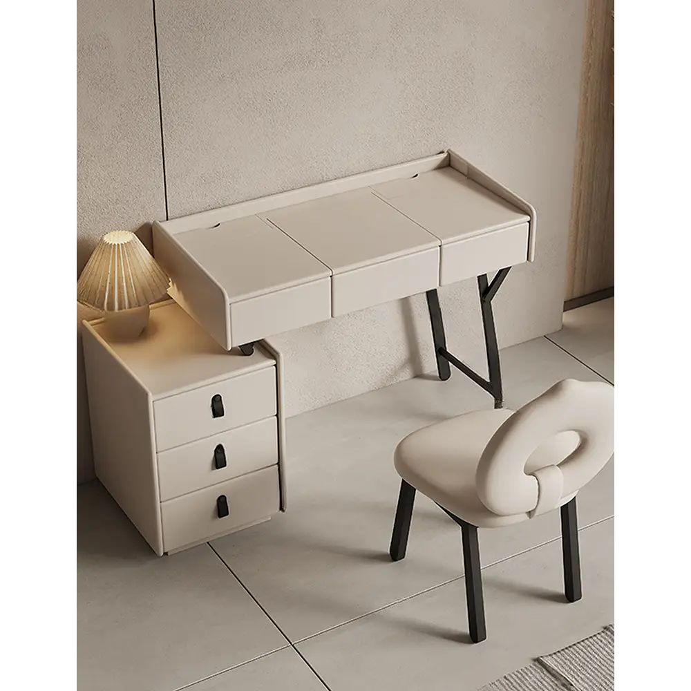 Pilar Dressing Table LED Mirror With Drawers Cream