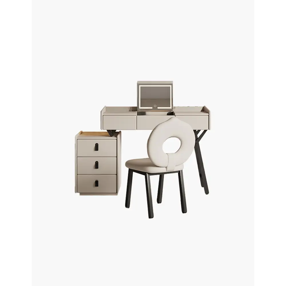 Pilar Dressing Table LED Mirror With Drawers Cream