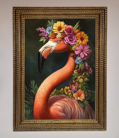 Pink Flamingo Floral Framed Poster