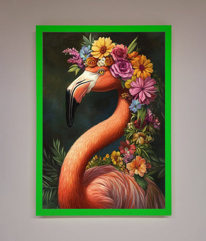 Pink Flamingo Floral Framed Poster