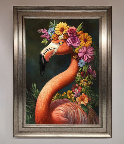 Pink Flamingo Floral Framed Poster