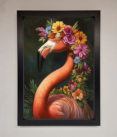 Pink Flamingo Floral Framed Poster