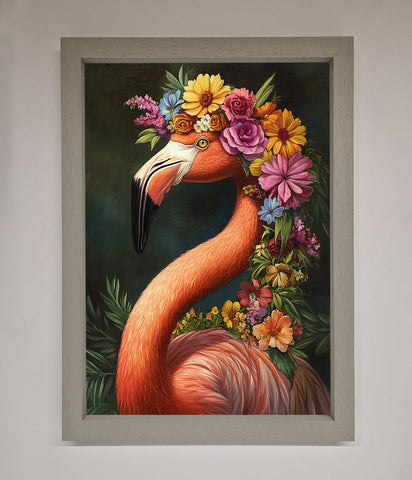 Pink Flamingo Floral Framed Poster
