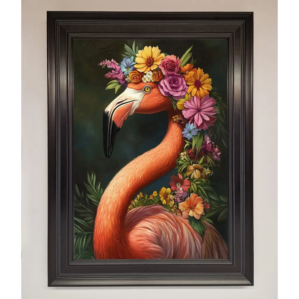 Pink Flamingo Floral Framed Poster - A1 (59.4 x 84.1 cm) / Matt Black - Framed Print